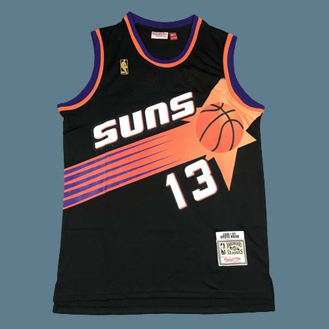 #13 Steve Nash  Phoenix Suns Mens Hardwood Classics Throwback Jersey - Black Cover