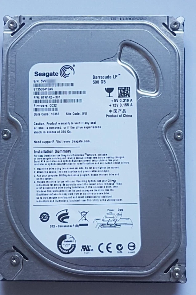 500 GB SATA Seagate barracuda LP ST3500412AS 5900rpm 16MB HDD 3,5 " Hard Drive - Image 1 of 1