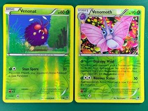 Venonat  1/119+Venomoth 2/119 Common  Reverse Holo XY Phantom Forces Pokemon TCG - Picture 1 of 9