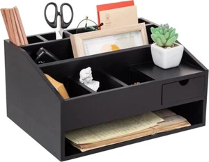 Wood Desk Drawer Organizers with File Organizer Pen holder Office Decor black - Picture 1 of 5