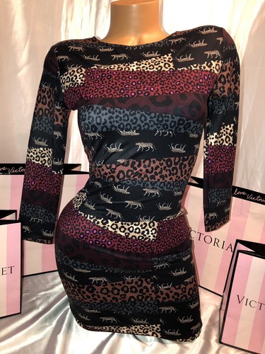 UNDERCOVER Abito Victorias Secret schiena aperta ghepardo stampa esotica XS