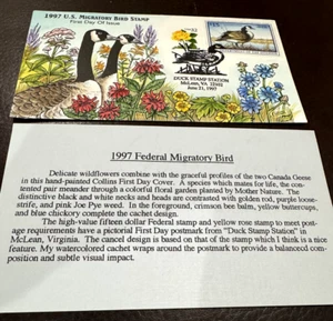 #RW64 Federal stamp duck Collins Hand-painted FDC 1997 Absolutely Perfect! - Picture 1 of 3