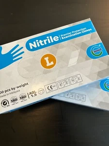 Nitrile Premier Protection Examination Gloves Large 100 pc X 2 Boxes Powder Free - Picture 1 of 7