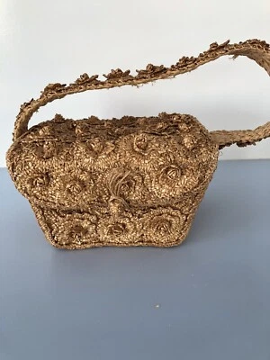 Antiguo Bolso Cartera SIMON BROS CO. Italia Nueva York HERMOSO Tejido de Paja Foto 1 de 4