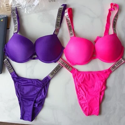 Sujetador Victoria Secret + Juego de Bragas/Blanco/Rojo/Elección de Color/Enviar SMS Foto 1 de 4