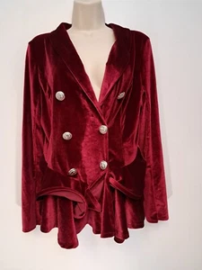 CBR Dark Red Maroon Velvet Velour Long Sleeve Top Women size M - Picture 1 of 9