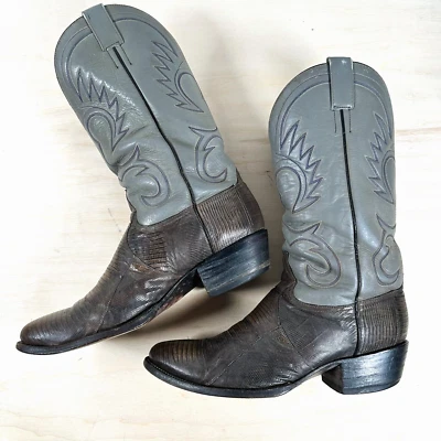 Botas de Vaquero Dan Post De Colección Gris Marrón Piel de Serpiente 10 D EE. UU. Western Foto 1 de 4