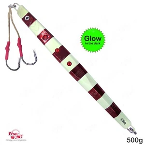 Fish WOW!® 500 g plantilla de velocidad 17,5 oz señuelo vertical asistencia gancho brillo rojo NUEVO - Imagen 1 de 8