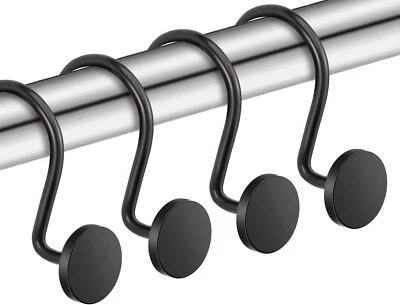 12 Pack Black Shower Curtain Hooks Modern Metal Curtain Rings - Image 1 of 4