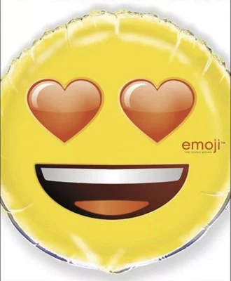 New 18" Emoji Heart Eyes Birthday Party Round Foil Mylar Balloon - image 1 of 4