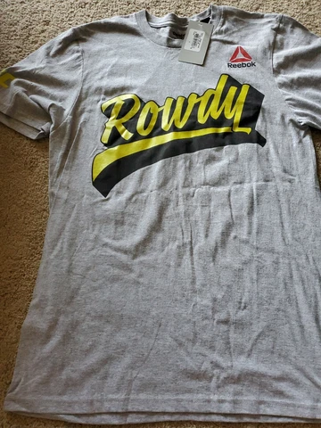 NWT MENS MEDIUM RONDA ROWDY ROUSEY UFC REEBOK T SHIRT GRAY Cover