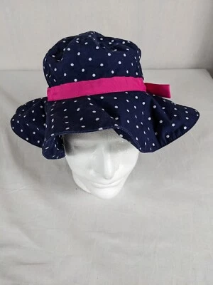 Gymboree Navy Blue White Polka Dot Pink Bow Floppy Sun Hat Vacation Summer Sz M - Image 1 of 4