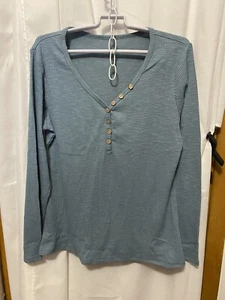 ladies long sleeve blue size xl polyester blend shirt new with tags - Picture 1 of 8