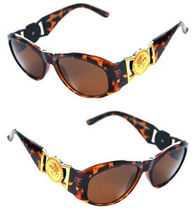 Medusa Metal Gold Logo 413 Medium Brown Sunglasses Vintage Style Biggie 852 - Picture 1 of 11