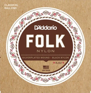 Cuerdas de guitarra folk nailon D'Addario EJ32, extremo de bola, enrollada plateada/nailon negro - Imagen 1 de 1