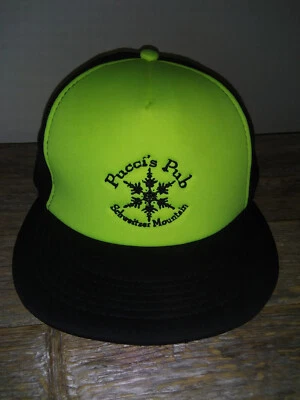 New Pucci's Pub Schweitzer Mountain Ski Resort Sandpoint Idaho Neon Trucker Hat - Image 1 of 4
