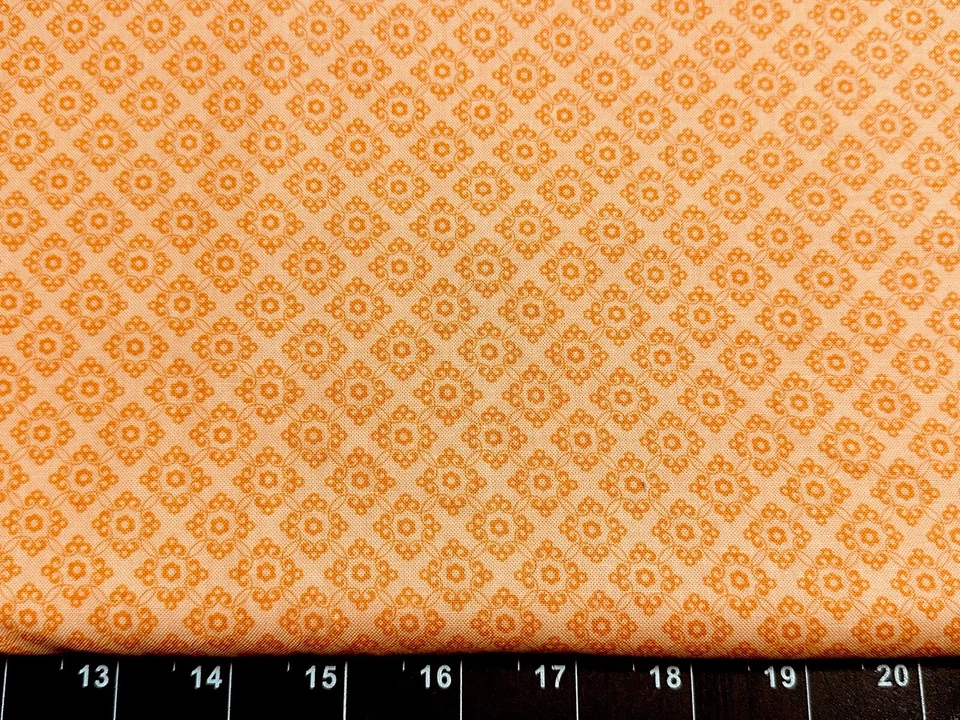 Tina Scrap 9"x21" Abstract Diamond Square Swirl Orange Flower FABRIC COTTON - Image 1 of 1