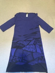 Vintage Miss Sixty Blue Blue Short Cotton 3/4 sleeve Dress Size M uk 10/12 - Picture 1 of 6