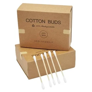 Bamboo Qtips Cotton Swabs with Wooden Sticks Q Tips for Ears Swabs 400 Count - Picture 1 of 7