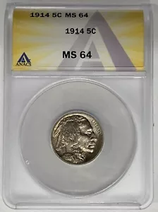 Moneda de níquel Buffalo 1914 ANACS MS 64 - Imagen 1 de 2