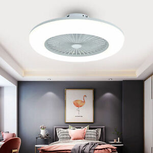 22" Modern LED Ceiling Fan Light Invisible Fandelier Chandelier Lamp w/ Remote