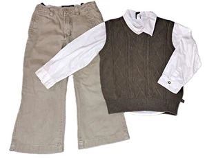 Boys GAP KIDS white shirt khaki pants ELAND sweater vest 5 outfit Thanksgiving - Picture 1 of 5