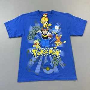 Vintage Pokemon Shirt Boys Medium Giant Ash Piplup Turtwig Chimchar Deadstock #2 - Picture 1 of 12