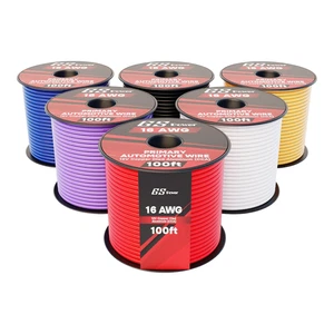GS Power 16 Stärke Litze Kupfer Reißverschluss Kabel 2 Volt LED Licht Verkabelung 6er-Pack 100 Fuß - Bild 1 von 12