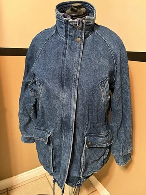 De Colección Chaqueta Forrada a Cuadros Denim Azul Jean Carga Tareas LG Pacific Trail Cremallera Invierno Foto 1 de 4