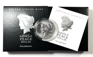 2021-P Peace Silber Dollar, Philadelphia Mint in US Mint OGP mit COA - Bild 1 von 3
