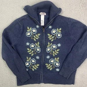 Tiara International Zip-Up Embroidered Long Sleeve Cardigan Sweater Blue Large - Picture 1 of 8