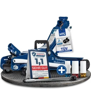 Hydraulischer Wagenheber 2to 2000kg 85-375mm SET + Drehmomentschlüssel + Nüsse - Bild 1 von 8