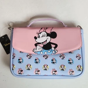 New With Tags Disney Minnie Mouse Crossbody Vegan Leather Pink Blue NWT NEW - Picture 1 of 15