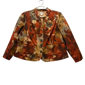 CJ Banks Blumendruck Knopfleiste Jacke Blazer Karriere Herbst Farbe Damen 1X - Bild 1 von 8