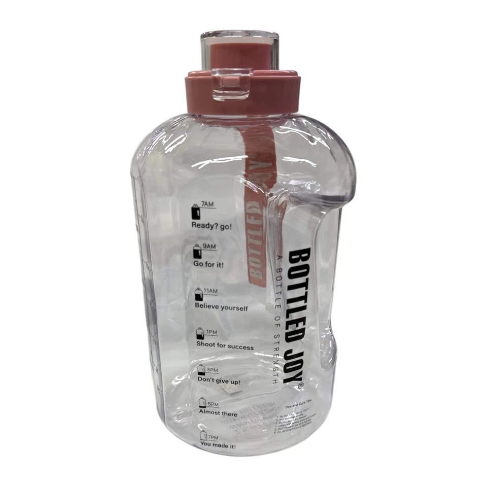 瓶装 Joy 85 盎司激励水瓶带粉色登山扣带 – 2.5 升 — 第 1/3 张图片