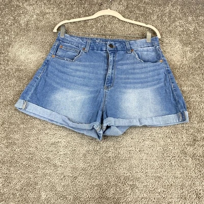 Pantalón corto con puños de mezclilla NOBO No Boundaries para mujer talla 15 azul tiro alto 5 bolsillos Foto 1 de 4