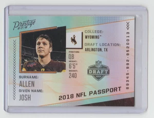 JOSH ALLEN 2018 Prestige NFL PASSPORT #PP-JA Rookie Insert Card SP RC Bills MVP - Picture 1 of 2