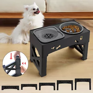 Elevated Pet Dog Bowls Slow Feeder,Adjustable Raised Dog Bowl,Food+Water Bowls - Picture 1 of 14