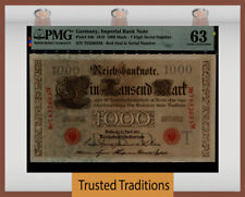 TT PK 44b 1910 GERMANY IMPERIAL BANK NOTE 1000 MARK PMG 63 CHOICE UNCIRCULATED