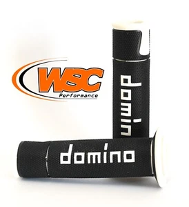 Domino A450 Road Racing Motorcycle handlebar Grips Black and White - Medium Soft - Picture 1 of 1
