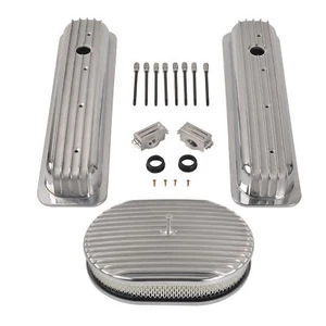 Cubierta de válvula corta con aletas y filtro de aire de 12" para SBC Chevy Vortec 5.0 5.7 350 87-97 - Imagen 1 de 12