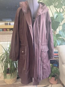 WOMENS POETRY Burgundy Parka RAINCOAT SIZE UK 14 UNLINED, HOODED, Wax Look - Picture 1 of 8