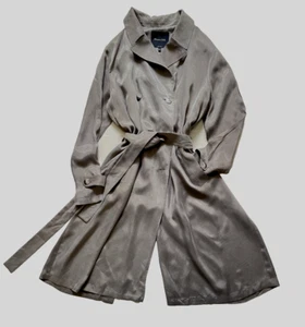 đź–¤MASSIMO DUTTI 14 Luxury Fluid SILK Soft Duster LONG Trench Coat Mac FAB! - Picture 1 of 7
