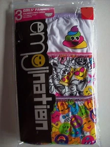 Emojination Underwear Underpants Girls 3 Pair Panty Pk Sz 4 6 8 Smiley Face NIP - Picture 1 of 5