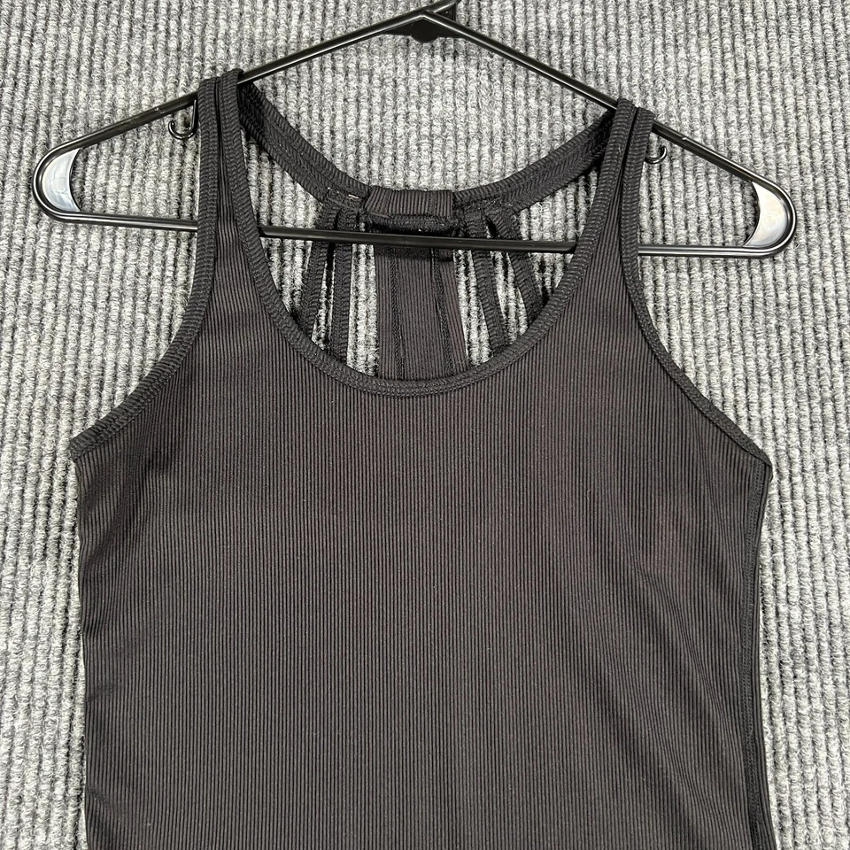 Camiseta sin mangas ASICS para mujer mediana negra acanalada sin mangas entrenamiento activo para correr Foto 1 de 4