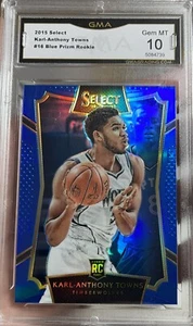 2015 Panini Select Prizm Blue Rookie Karl-Anthony Towns Gem Mint 10 #58/249 SP - Picture 1 of 2