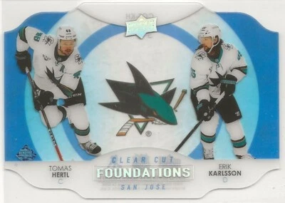 2021-22 Upper Deck Clear Cut Foundations #CCFKH Tomas Hertl Erik Karlsson Sharks - Image 1 of 2