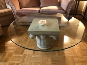 Runder  Glastisch Couchtisch Wohnzimmertisch Marmor Kapitel - Bild 1 von 5