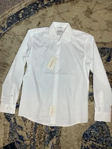 Lucky Brand Dress Shirt Mens Medium White Slim Fit Stretch Long Sleeve Button Up - Picture 1 of 8