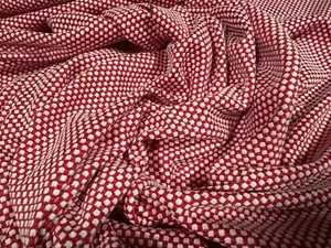 Double Jersey Stretch Spandex Stoff, Meterware - Dobby Jacquard - Rot & Weiß - Bild 1 von 3